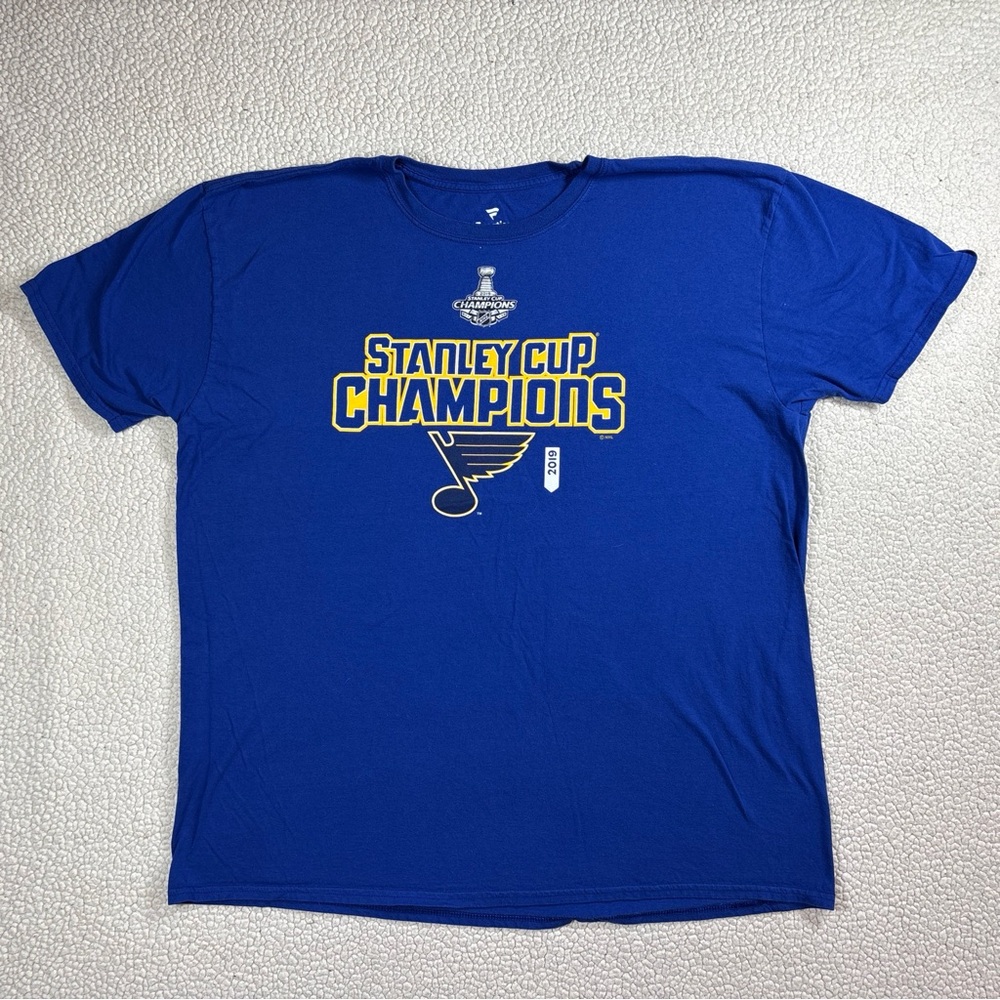 Fanatics St Louis Blues NHL 2019 Stanley Cup Champions S/S T-Shirt 2XL Blue